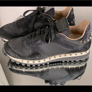 Valentino Rock Stud Black Suede Sneakers